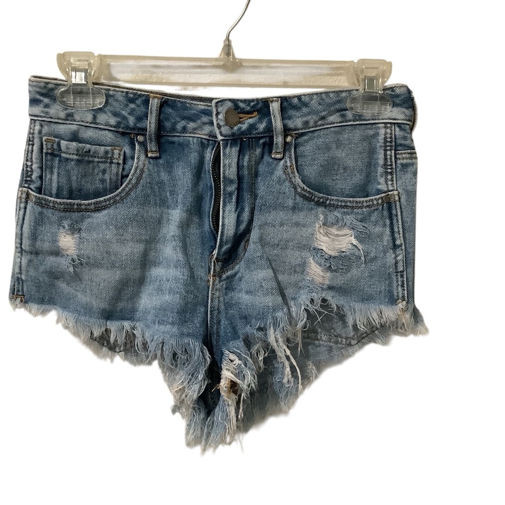 Bullhead Denim Co Medium Blue Jean Distressed Frayed HR Shorts Size 26” Size 1